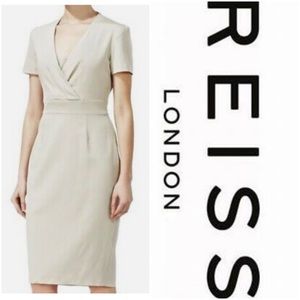 Reiss Sophia Wrap Dress in Stone NWT US Sz. 8 UK Sz 12